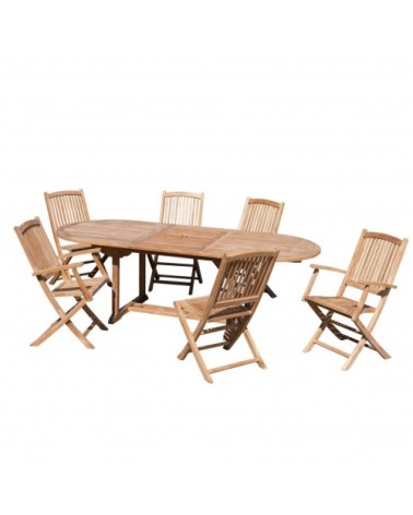 Table de jardin et chaises en bois teck 8/10 personnes