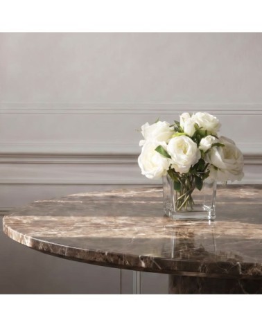 Composition de roses artificielles blanches en vase h17