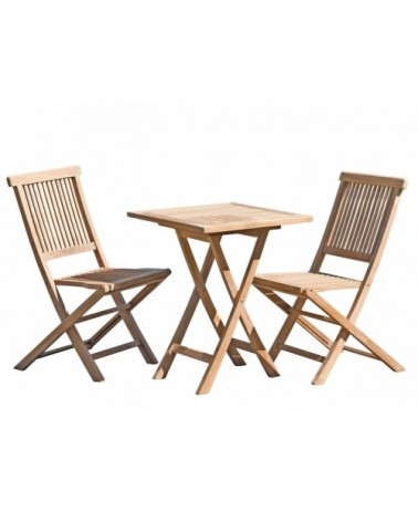 Table de jardin et chaises en teck 2 personnes