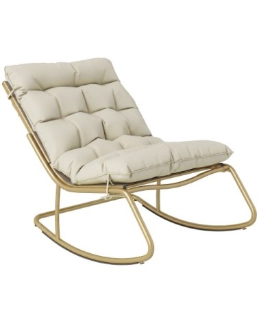 Fauteuil à bascule extérieur coussin moelleux acier textilène beige