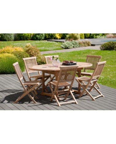 Table de jardin et chaises en teck 4/6 personnes