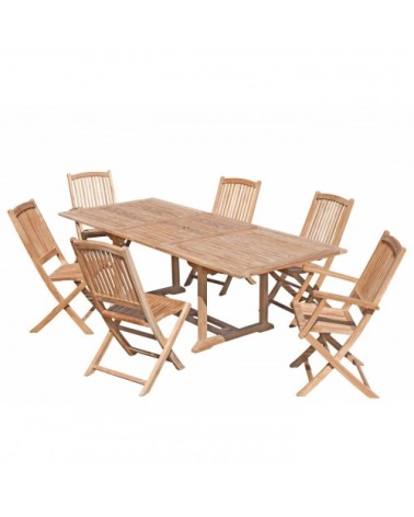 Table de jardin et chaises en bois teck 8/10 personnes.