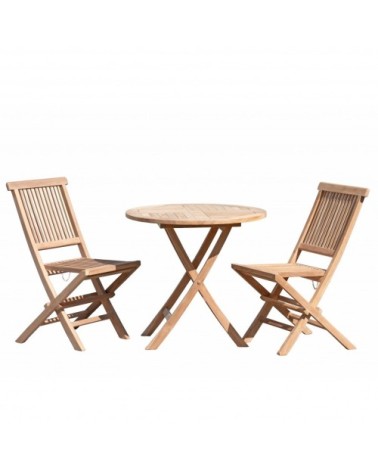 Table de jardin et chaises en teck 2 personnes