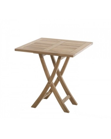 Table de jardin et chaises en teck et textilene 2 personnes