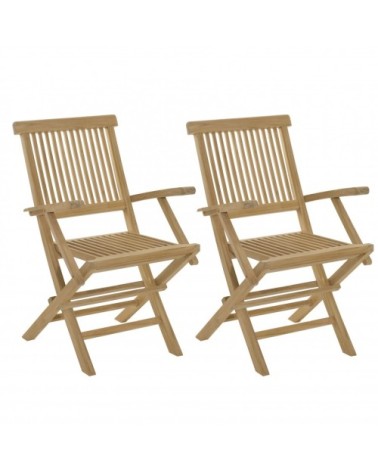 Ensemble de 2 fauteuils de jardin en bois teck