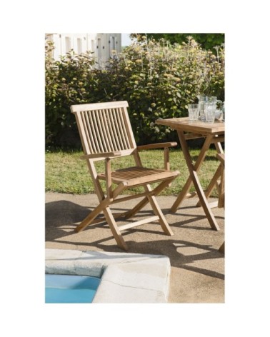 Ensemble de 2 fauteuils de jardin en bois teck