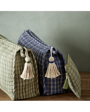 Trousse de toilette coton vert 12x21