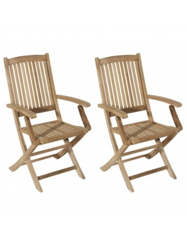 Ensemble de 2 fauteuils de jardin en bois teck