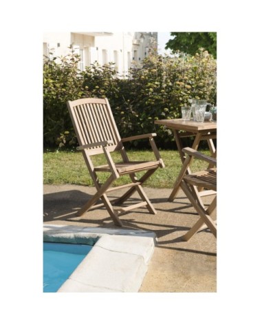 Ensemble de 2 fauteuils de jardin en bois teck