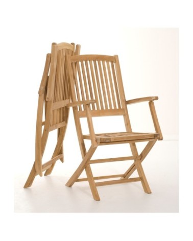 Ensemble de 2 fauteuils de jardin en bois teck