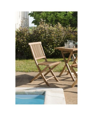 Ensemble de 2 chaises de jardin en bois teck
