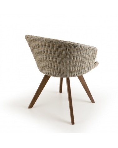 Chaise de jardin rotin synthétique acacia couleur naturelle