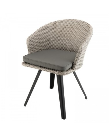 Chaise de jardin grise en rotin synthétique et pieds métal
