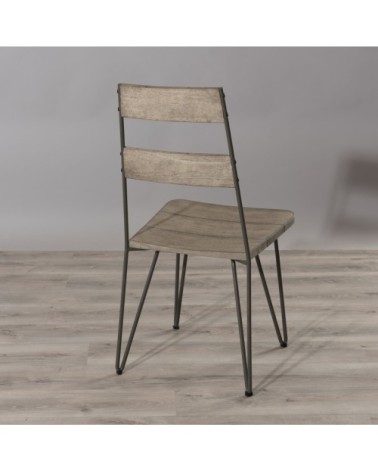 Ensemble de 2 chaises de jardin en teck teinté grisé + métal