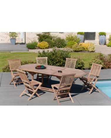 Table de jardin en teck 8/10 personnes extensible L240 cm