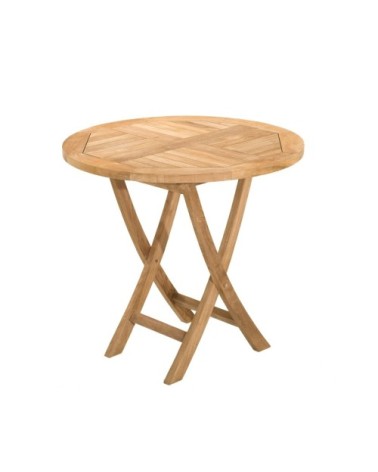 Table de jardin 2 personnes, pliante d. 80 x 80 cm en teck