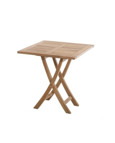 Table de jardin pliante 2 personnes 70x70 cm en bois teck