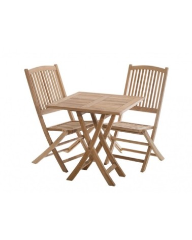 Table de jardin pliante 2 personnes 70x70 cm en bois teck