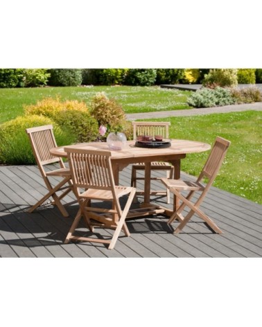 Table de jardin ovale en teck extensible 4/6 pers. L180 cm