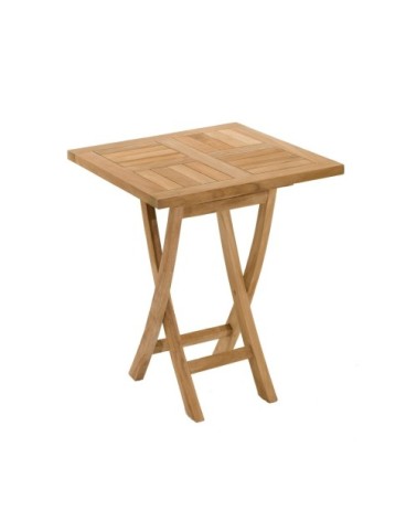 Table de jardin carrée pliante 2 personnes L. 60 cm en teck