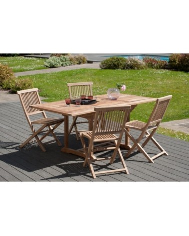 Table de jardin rect. en teck extensible 4/6 pers. L180 cm