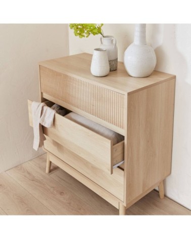 Commode de rangement décor bois, 3 tiroirs