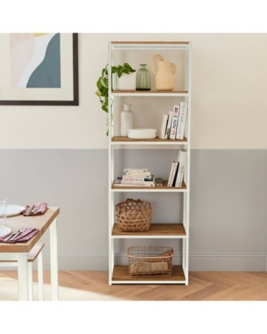 Étagère en métal blanc et décor bois, 6 niveaux l alice's