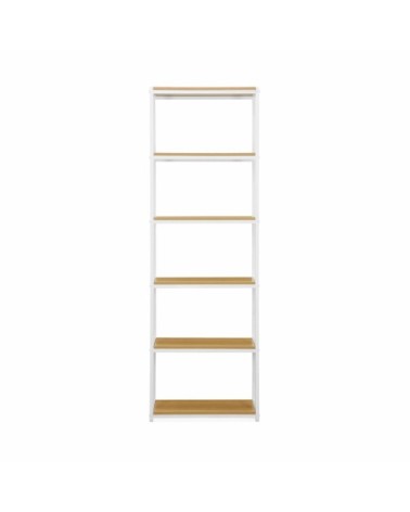 Étagère en métal blanc et décor bois, 6 niveaux l alice's