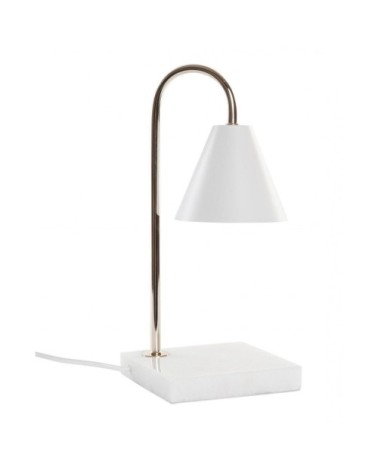 Lampe à poser base marbre et métal doré et blanc 15x15x33cm