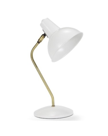 Lampe de bureau métal blanc et laiton doré 20x15x38cm