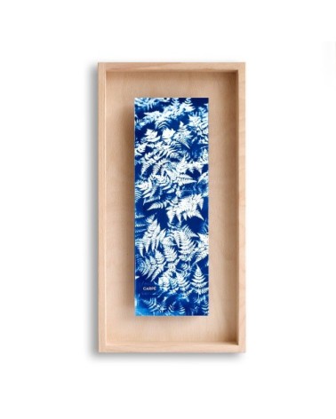 Cadre en bois cyanotype fougères 40x20cm