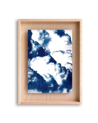 Cadre en bois cyanotype nuages 40x30cm