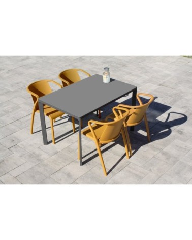 Ensemble repas de jardin 4 places en aluminium laqué gris anthracite