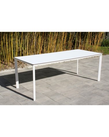 Ensemble repas de jardin 8 places en aluminium laqué blanc