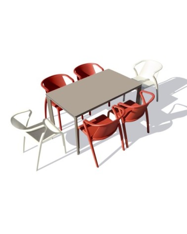 Ensemble repas de jardin 6 places en aluminium laqué taupe