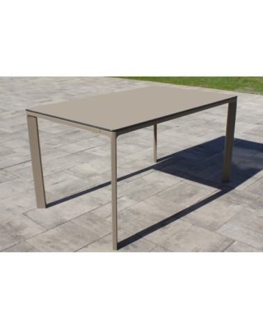 Ensemble repas de jardin 6 places en aluminium laqué taupe