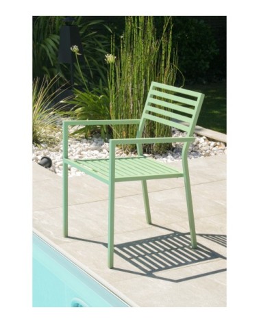 Fauteuil de jardin aluminium empilable vert lagune