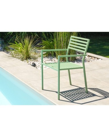 Fauteuil de jardin aluminium empilable vert lagune