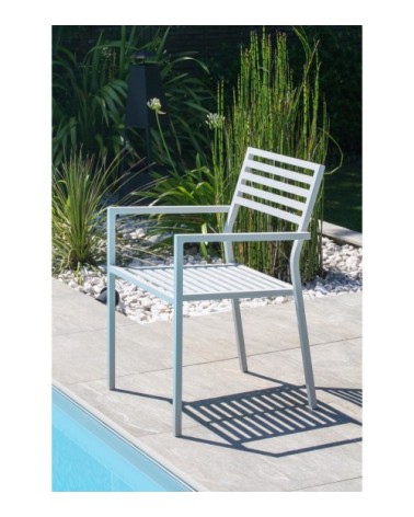 Fauteuil de jardin aluminium empilable gris