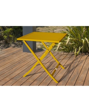 Table de jardin pliante en aluminium moutarde