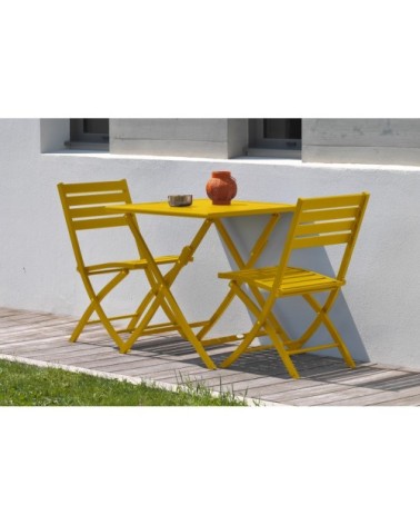 Table de jardin pliante en aluminium moutarde