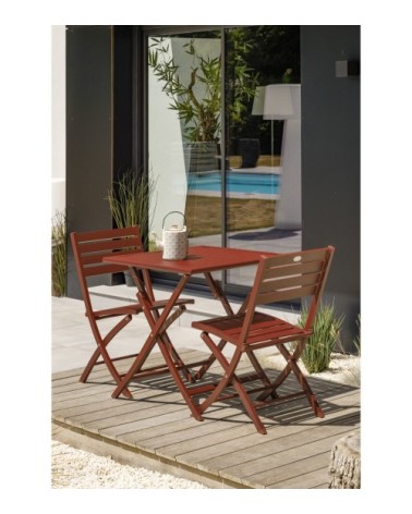 Table de jardin pliante en aluminium terracotta