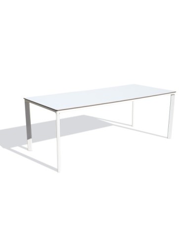 Table de jardin 8 places en aluminium laqué et peinture Epoxy blanc