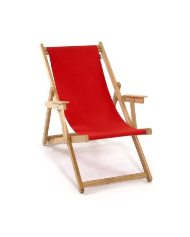 Chilienne de jardin en bois d'Eucalyptus avec toile rouge