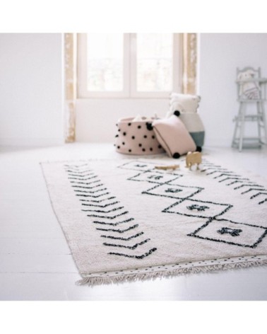 Tapis ethnique design en coton beige 120x170