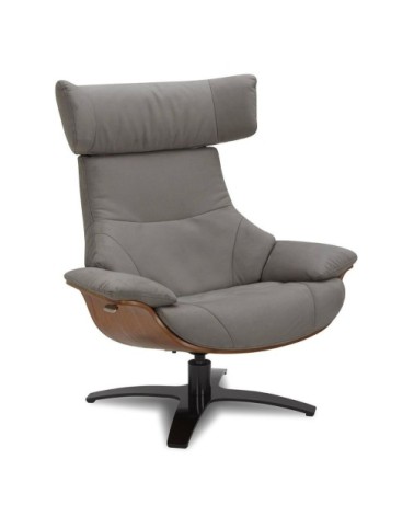 Fauteuil en Microfibre et chêne Naturel - Microfibre Anthracite