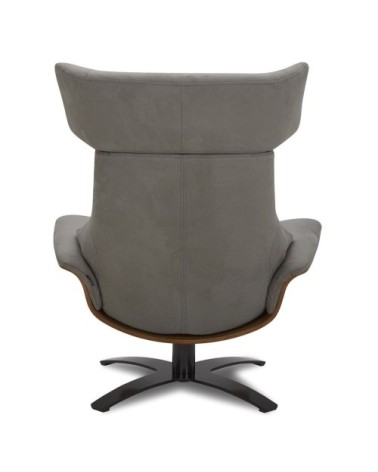 Fauteuil en Microfibre et chêne Naturel - Microfibre Anthracite