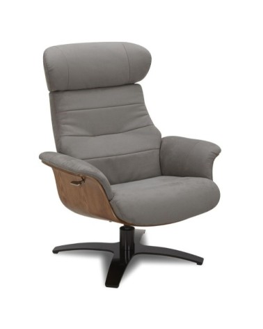 Fauteuil Microfibre et Chêne Naturel - Microfibre Anthracite