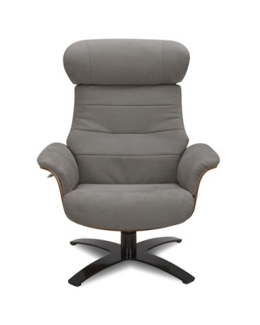 Fauteuil Microfibre et Chêne Naturel - Microfibre Anthracite