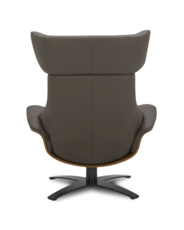 Fauteuil en cuir et chêne Naturel - Cuir Anthracite